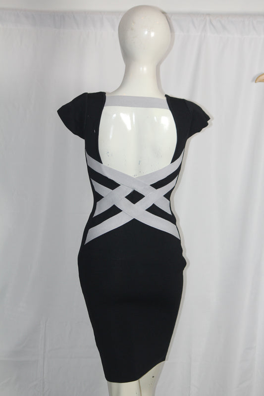 Vinceotto Black Cross Design Bodycon (Small)