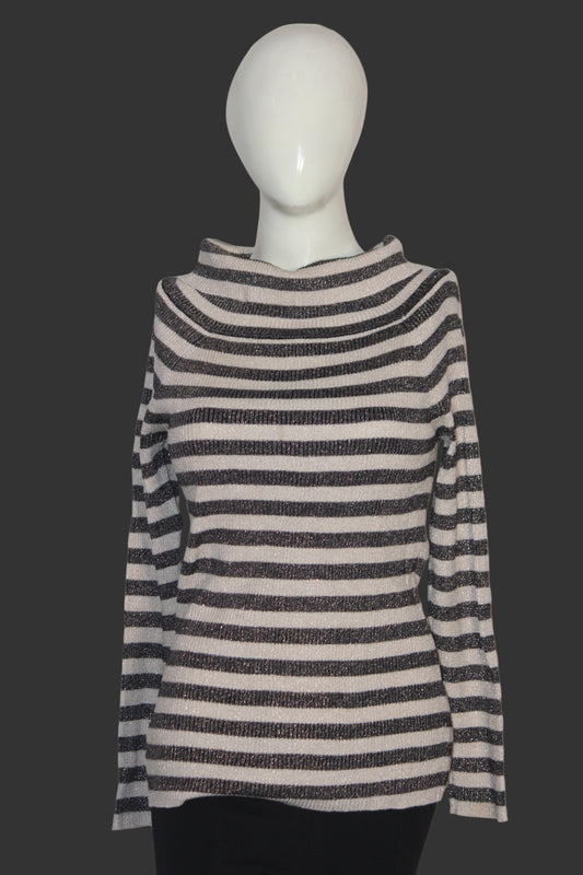 George Black & White Striped Women’s High Neck (Small)