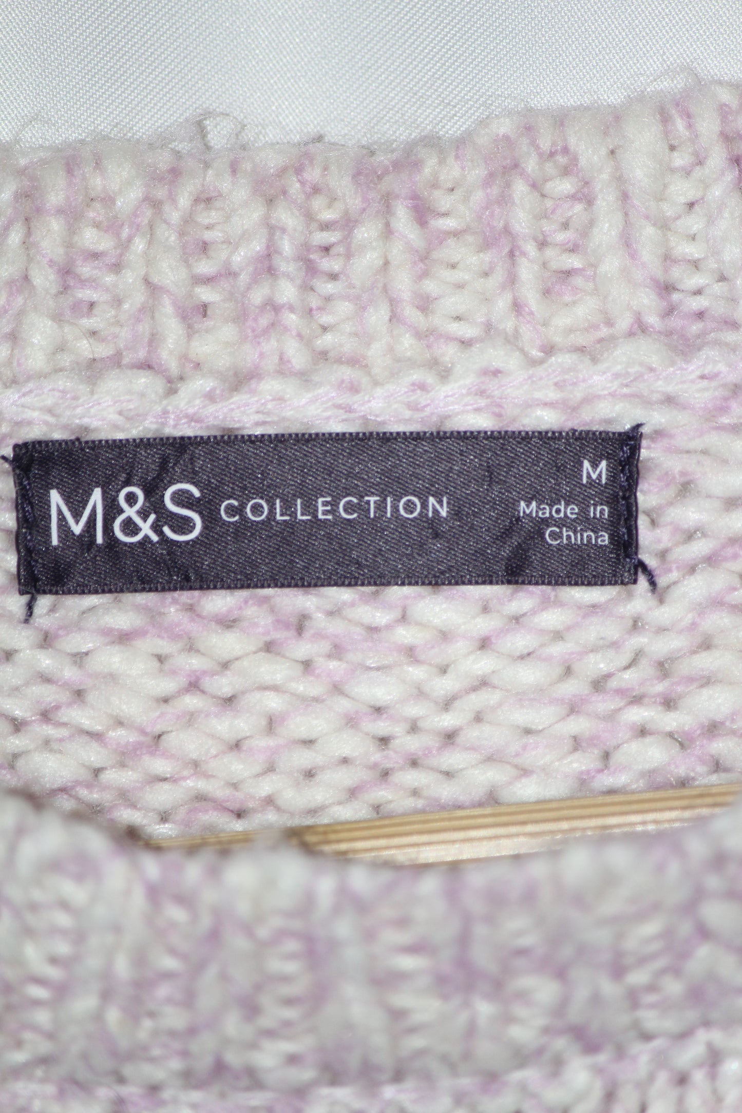 White & Pink Knit Sweater – M&S – Medium