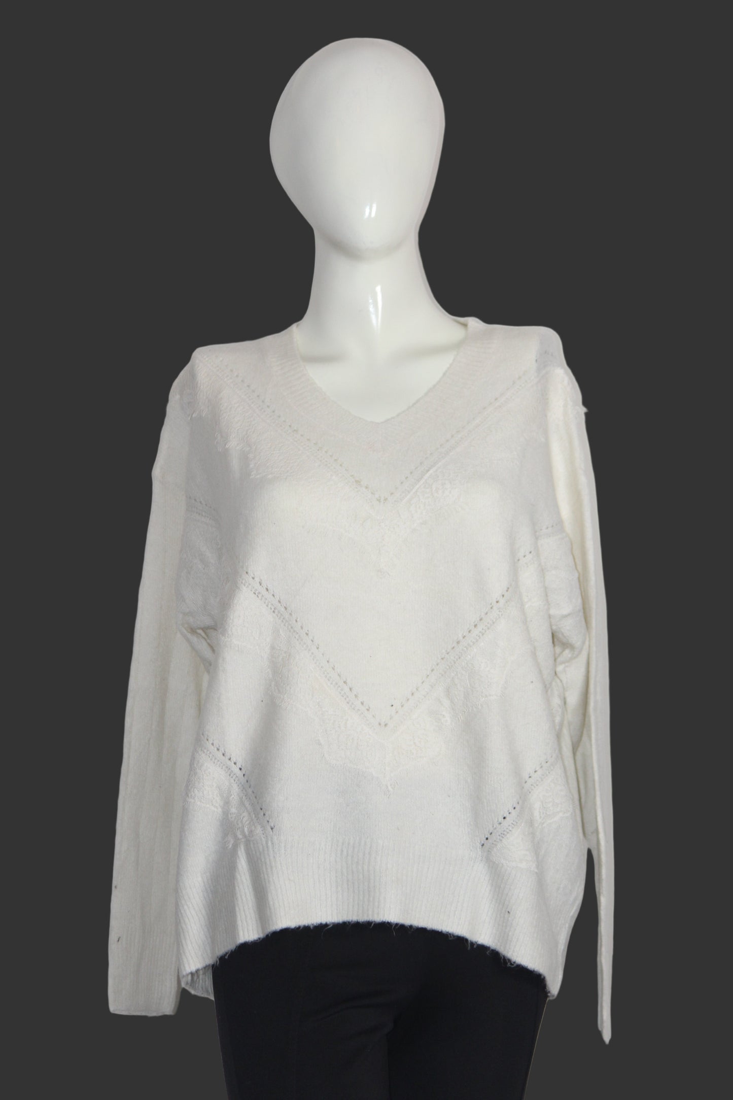 Cozy White Knit Sweater – So Sweet