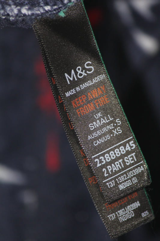 M&S Star Print Navy Warm Tights – Cozy & Colorful (Large)