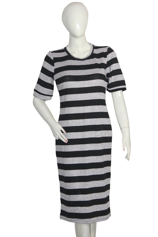 Collection London Black & White Striped Bodycon (Medium)