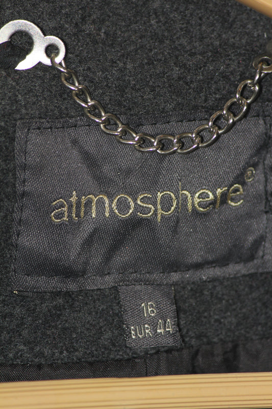 Atmosphere Black Wool Blend Long Coat (Medium)