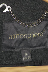 Atmosphere Black Wool Blend Long Coat (Medium)