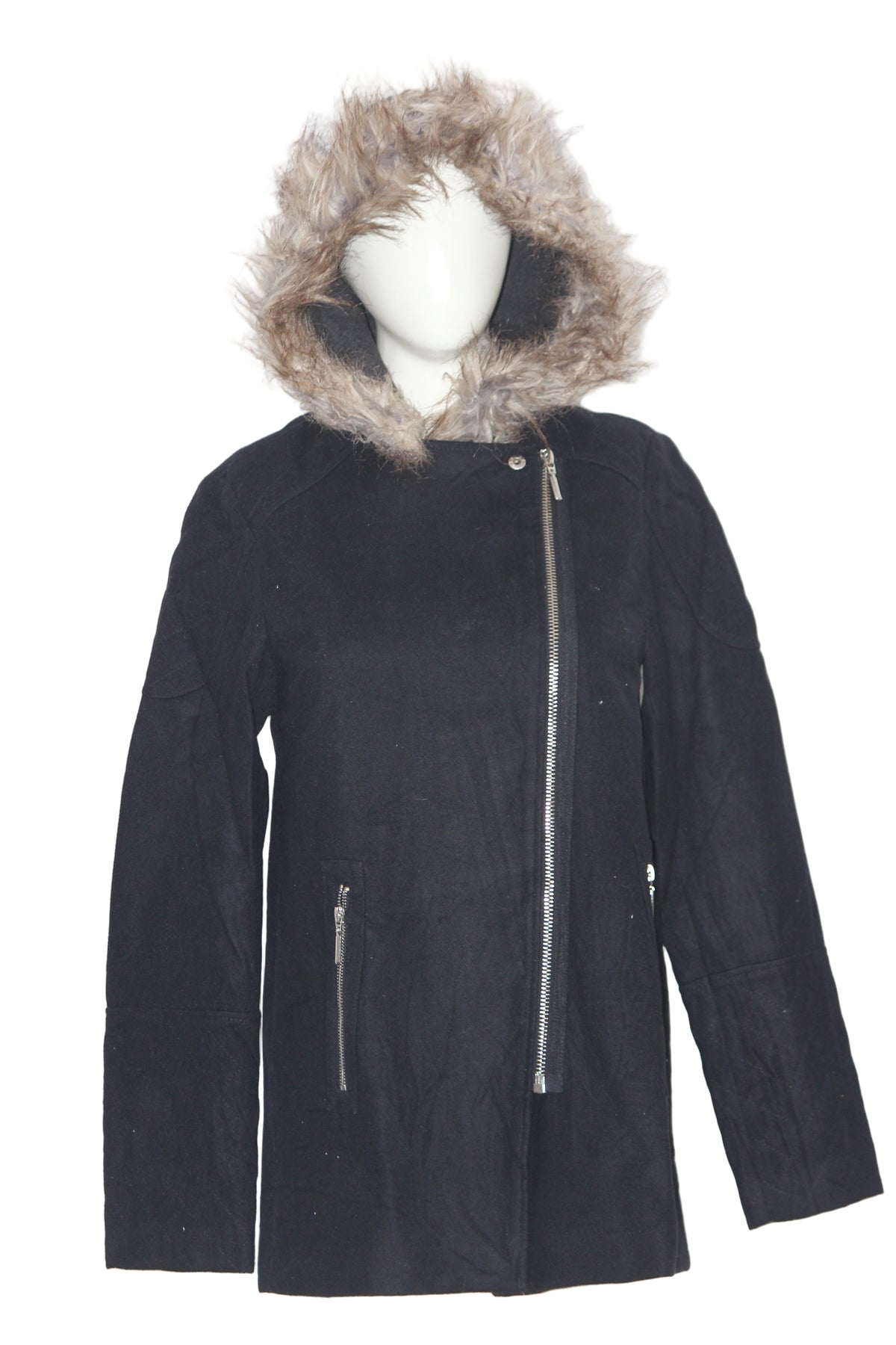 New Look Black Zipper Coat (Small)