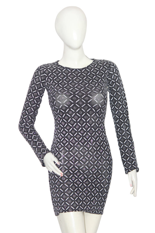 Miss Look Black & White Shine Bodycon (Small)