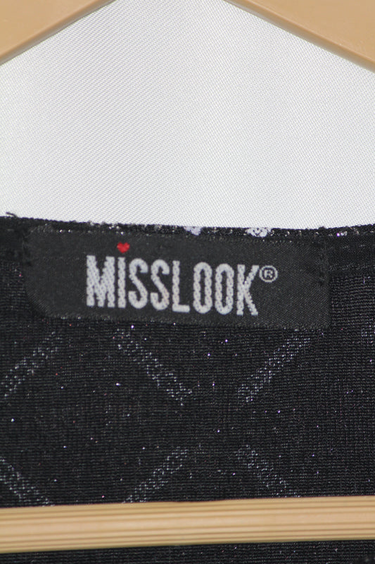 Miss Look Black & White Shine Bodycon (Small)