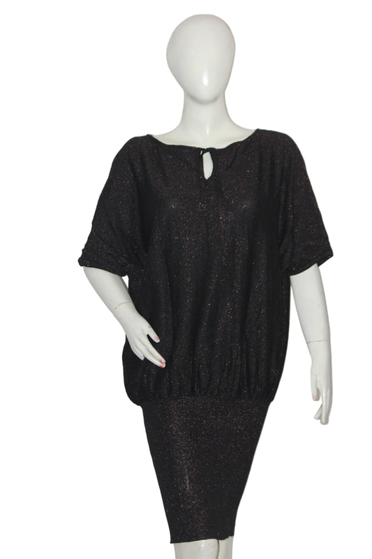 Black Shimmer Bodycon Dress by ThriftyFy (Large)