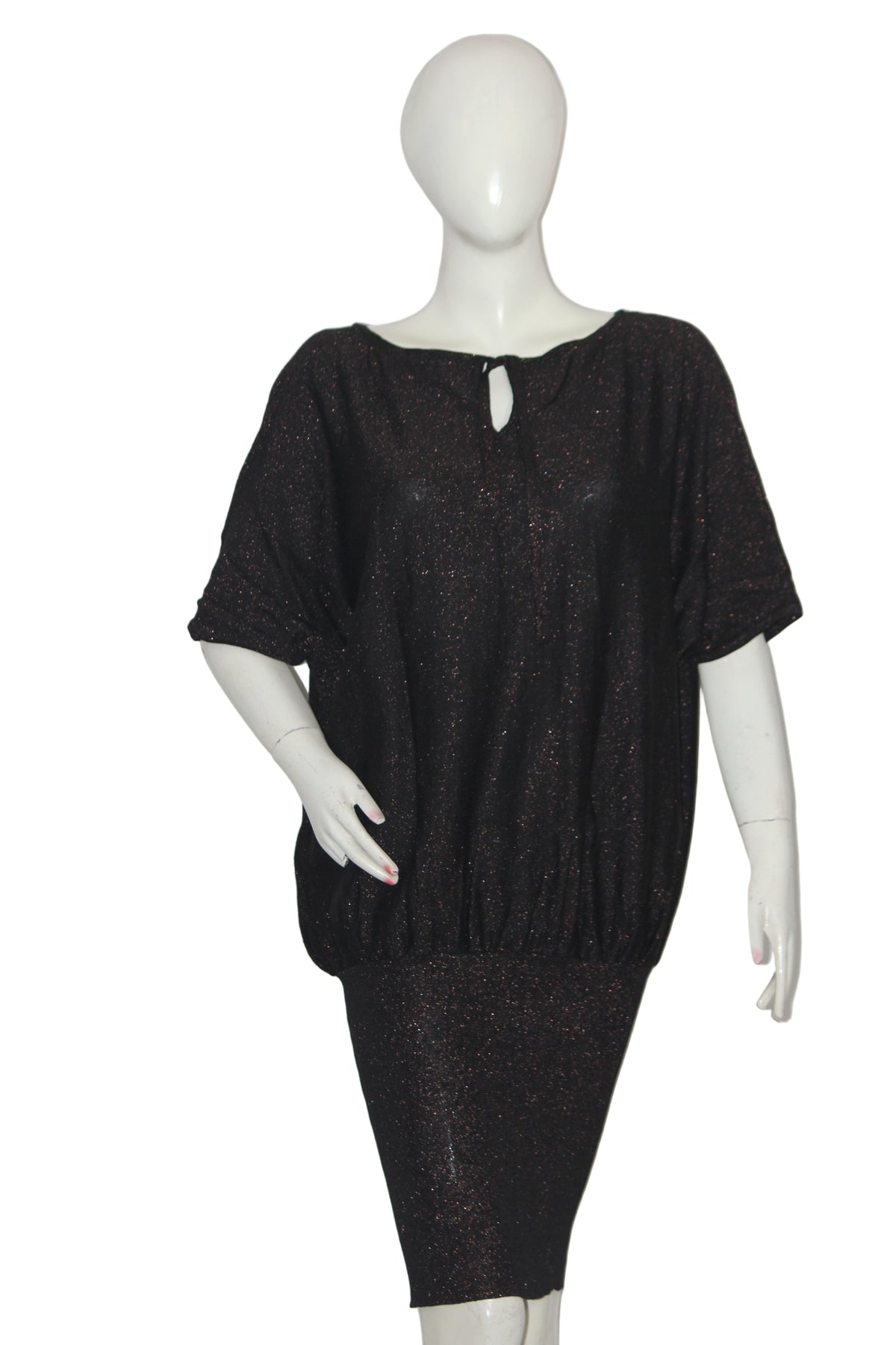 Black Shimmer Bodycon Dress by ThriftyFy (Large)