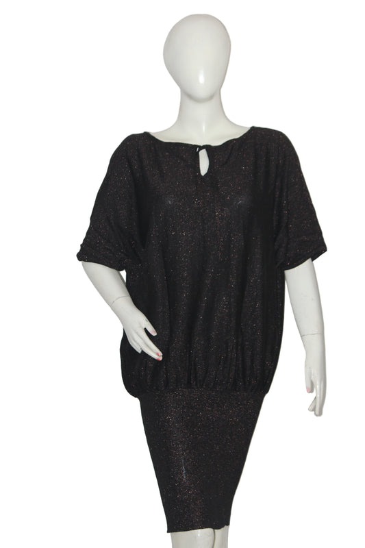 Black Shimmer Bodycon Dress by ThriftyFy (Large)