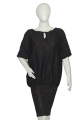 Black Shimmer Bodycon Dress by ThriftyFy (Large)