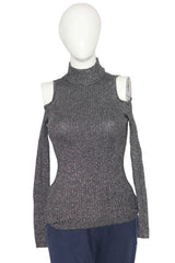 Atmosphere Black Shiny Shoulder-Cut High Neck (Small)