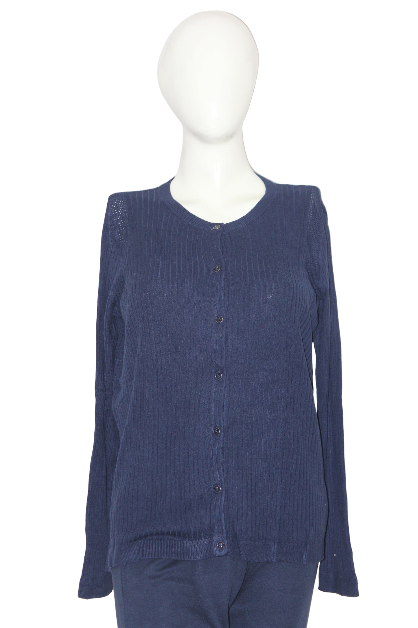 Tu Woman Navy Blue Button-Down Sweater (Medium)