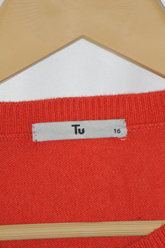 Tu Orange Button-Down Sweater (Large)