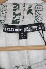 Missguided White “Play Boy” Printed Trouser – Medium