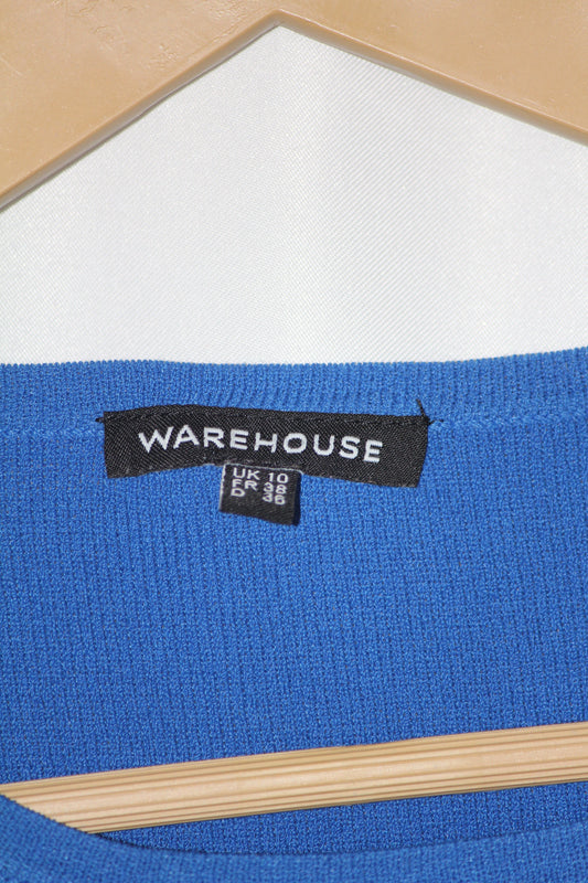 Warehouse Blue Sleeveless Fitted Bodycon – Small