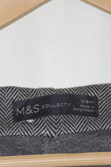 M&S Black & White Zigzag Trouser – Medium