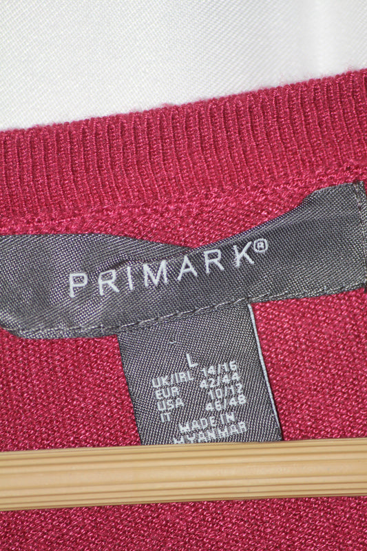 Primark Pink Button-Down Sweater (Large)