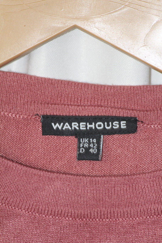 Warehouse Light Pink Half-Sleeve Sweatshirt – Small