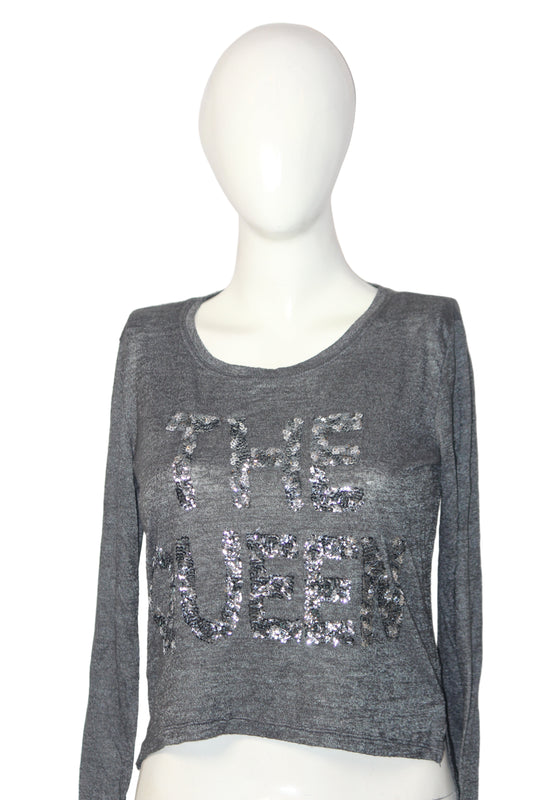 Cache Black & Grey “The Queen” shirt – Small