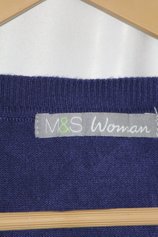 M&S Women Navy Blue Soft Knit Sweatshirt – Small