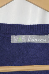 M&S Women Navy Blue Soft Knit Sweatshirt – Small