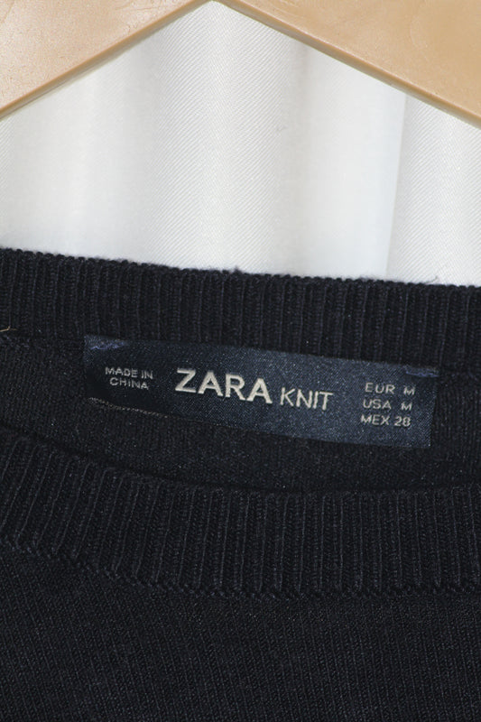 ZARA Knit Black SoftStretch Winter Sweatshirt – Medium