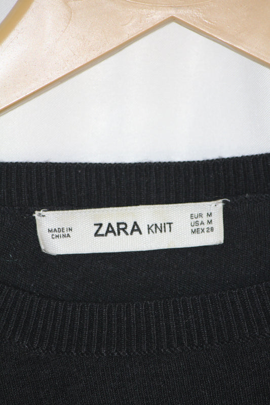 ZARA Knit Black SoftStretch Sweatshirt – Medium