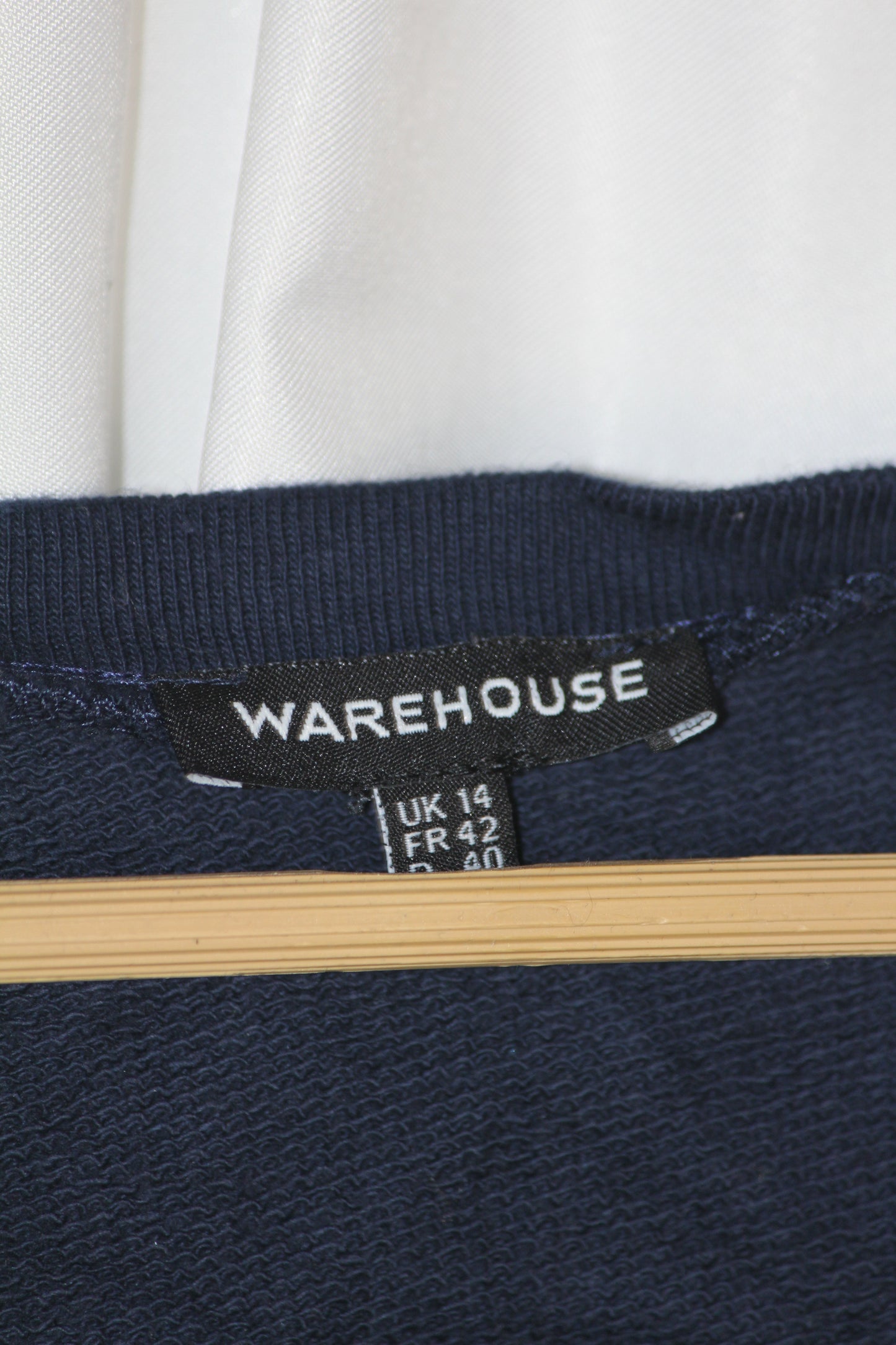 Warehouse Navy Blue Floral Cotton Sweatshirt – Medium