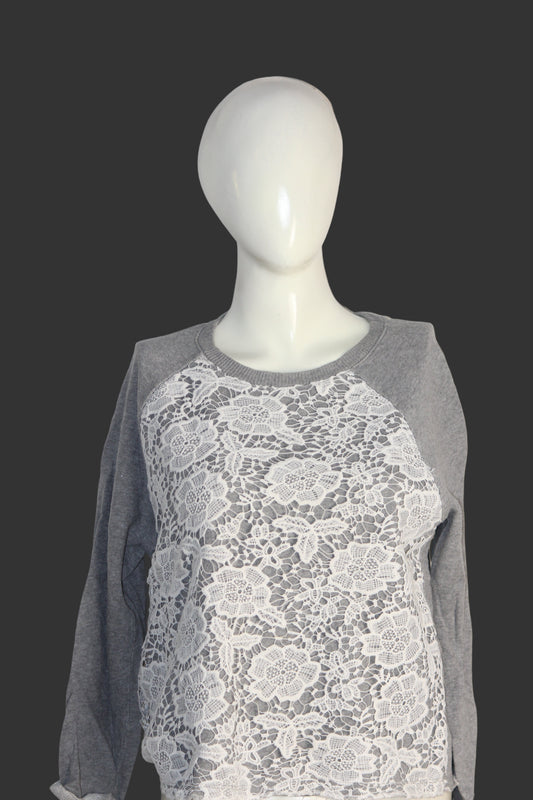 Falmar Heritage Grey Floral Net Sweatshirt – Small