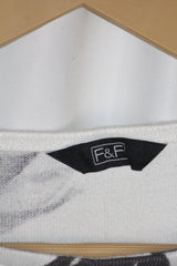 F&F White Floral Half-Sleeve Sweatshirt – Medium