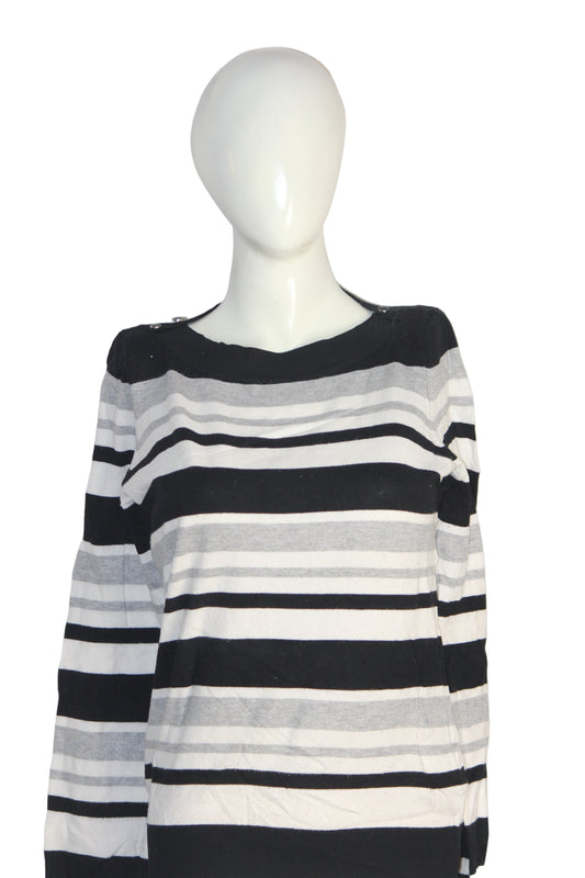 Debenhams Black & White Stripe Classic Sweatshirt – Medium