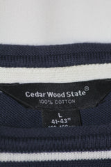 Cedar Wood State Blue Striped Cotton Sweatshirt – Large