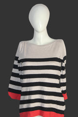 M&S White Striped Chic Crew Sweatshirt – Small