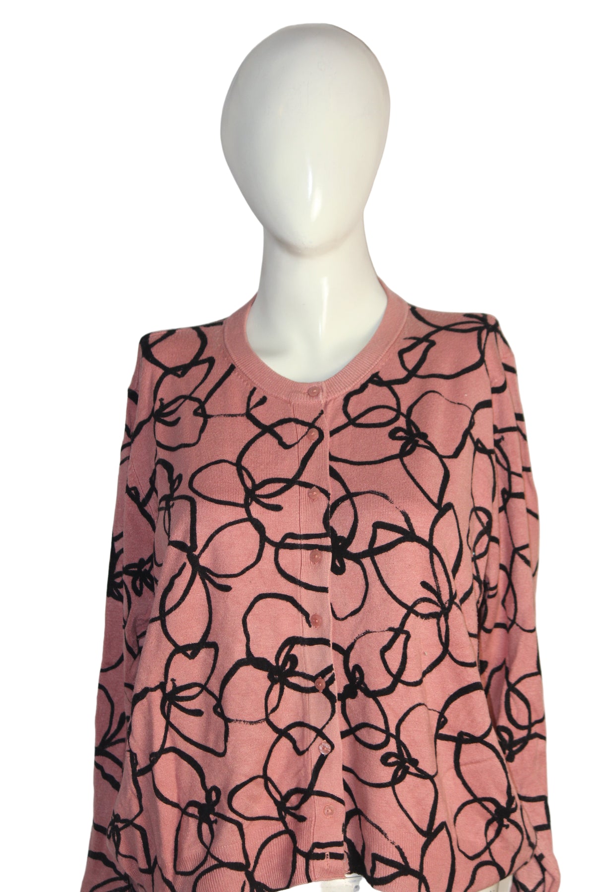 M&S Light Pink Button-Down Sweater w/ Rings – XL