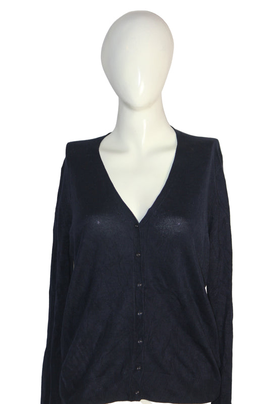 Marks & Spencer Navy Button-Down Sweater – Large