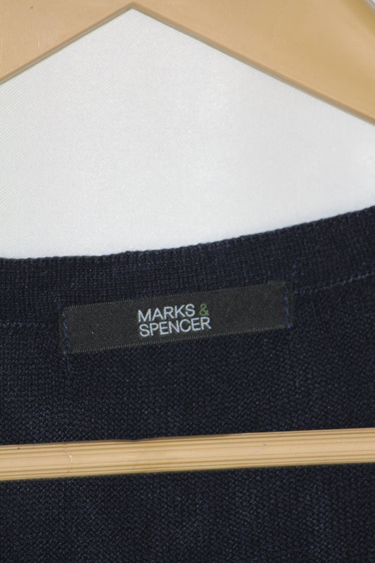 Marks & Spencer Navy Button-Down Sweater – Large