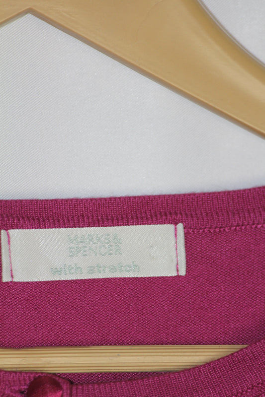 Marks & Spencer Bright Pink Button-Down Sweater – XL