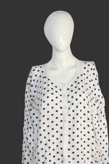 Atmosphere White & Black Polka Button-Down Sweater – XL