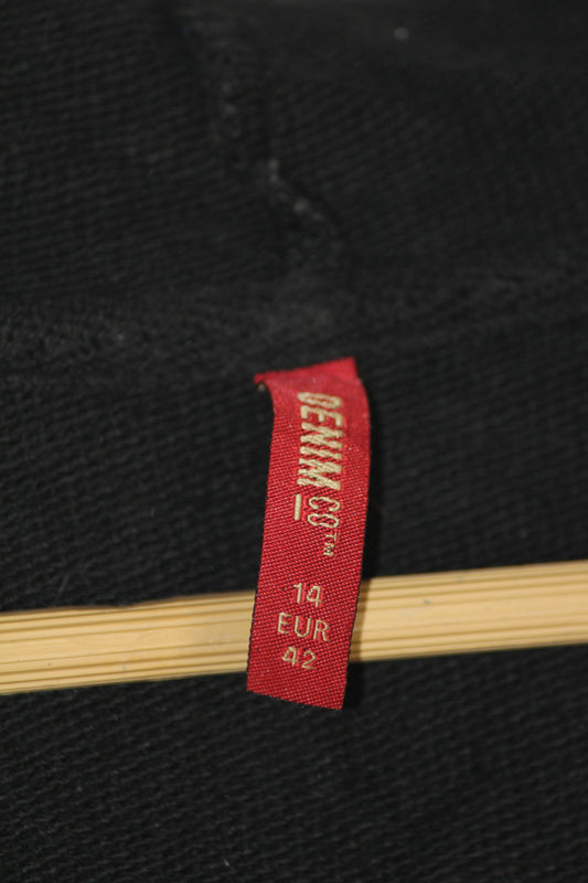 Denim Co Black Hoodie w/ Color Stripes – Medium