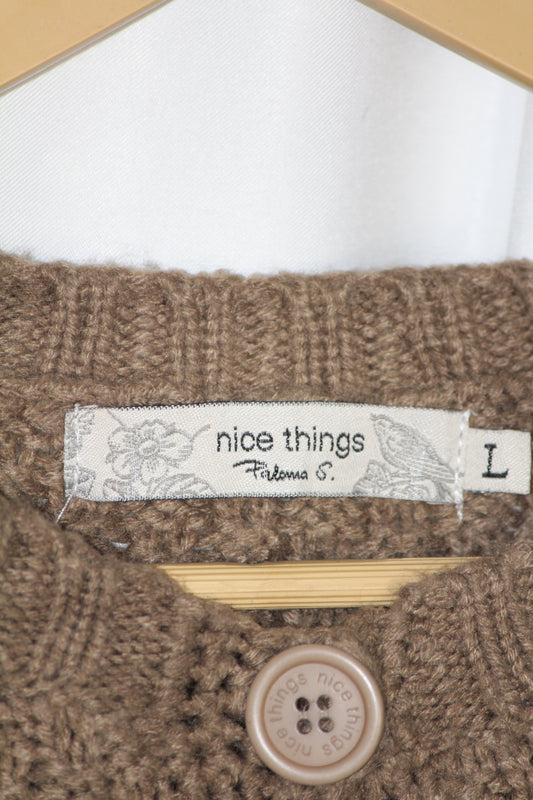 Nice Things Brown Long Button-Down Sweater – Large