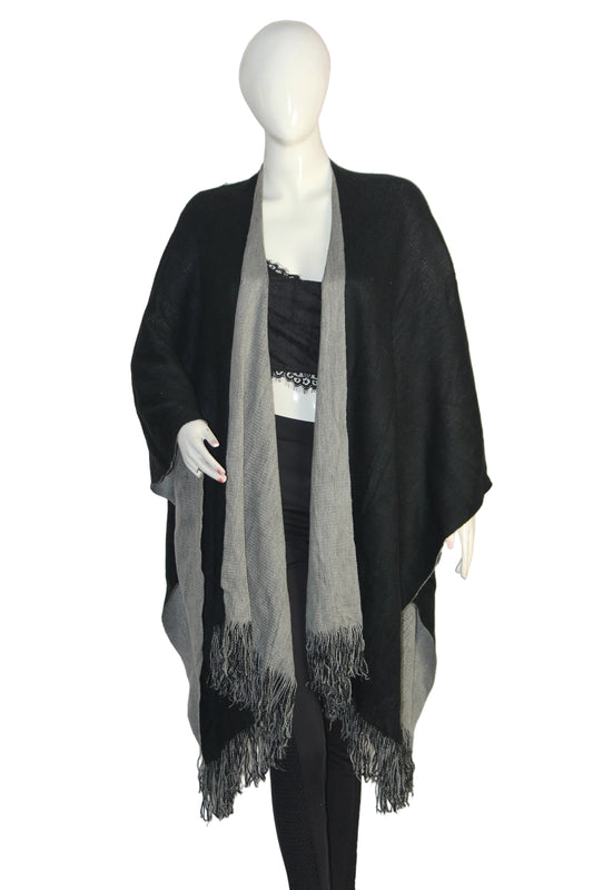 Thriftyfy Greyish Black Winter Cape