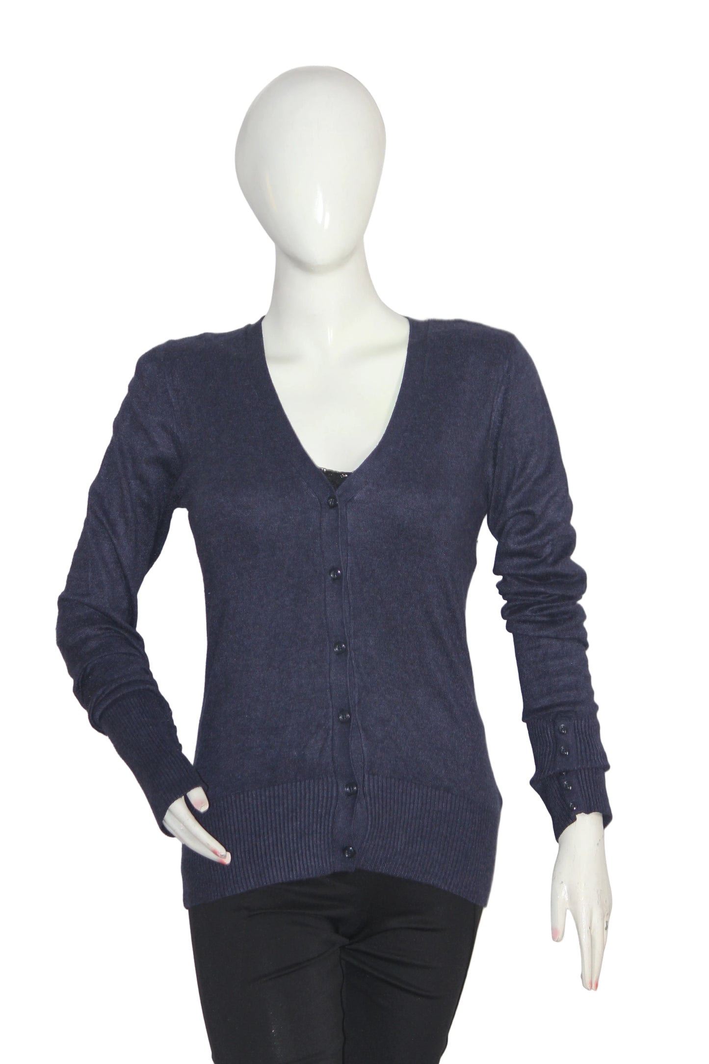 C&A Navy Blue Button-Down Sweater (Small)