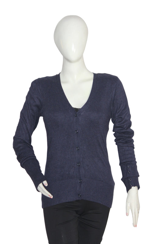 C&A Navy Blue Button-Down Sweater (Small)