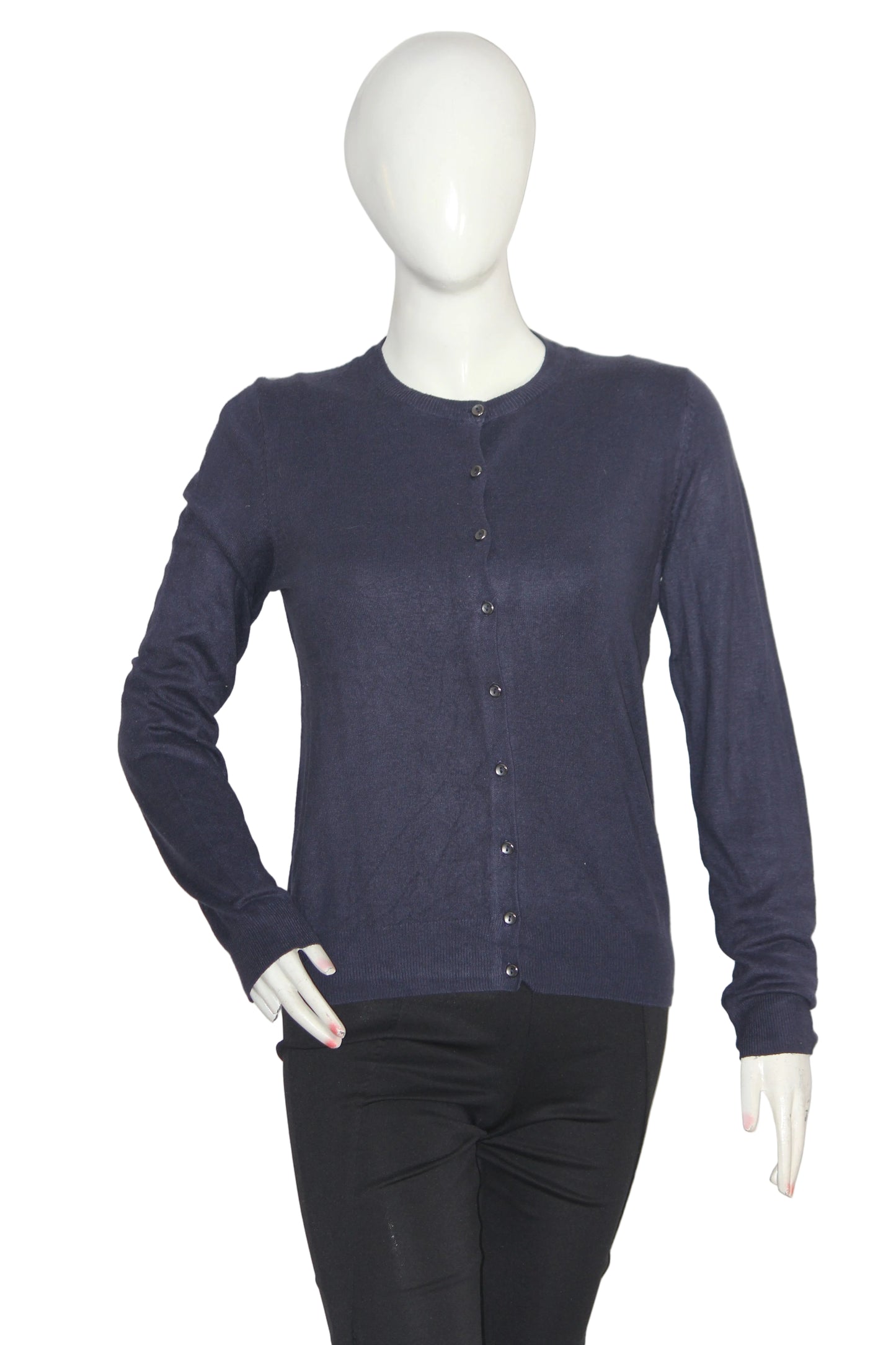 M&S Navy Blue Button-Down Sweater (Medium)