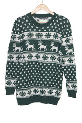 Boohoo Green & White Embroidered Sweater