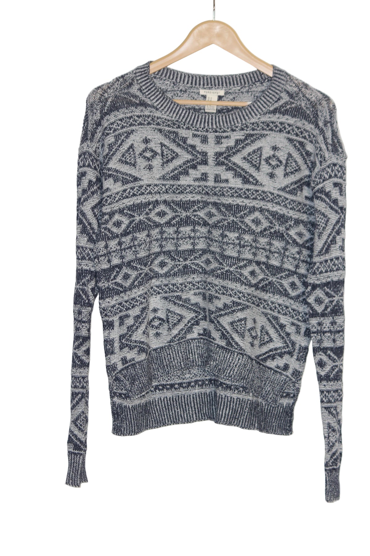 Forever White & Blue Embroidered Sweater