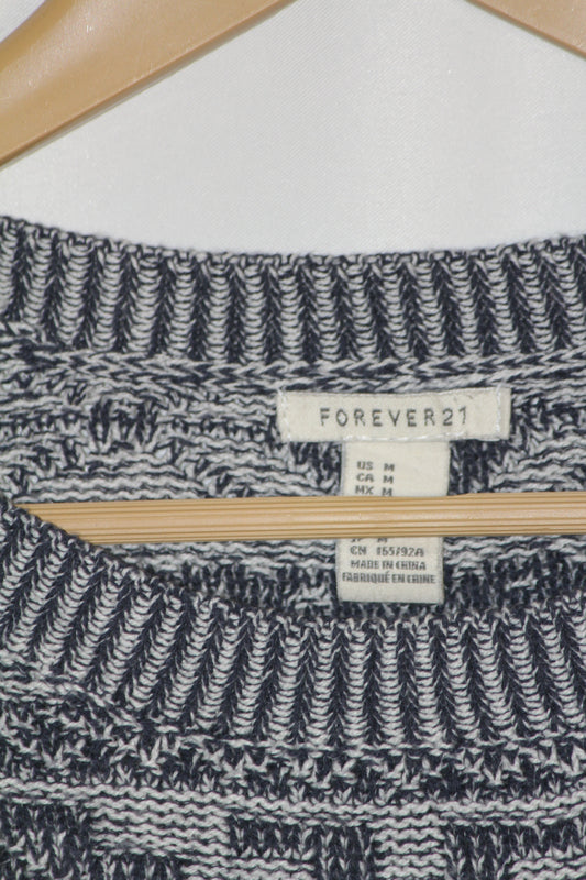 Forever White & Blue Embroidered Sweater