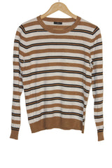 M&Co White Sweater with Brown Stripes