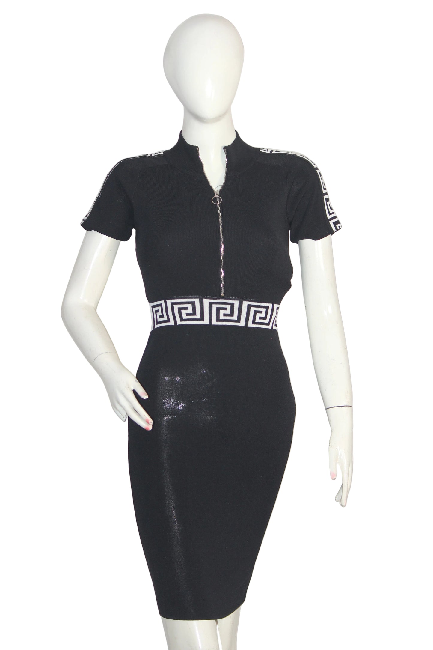 TU Black Half Sleeve Zipper Bodycon – Small